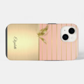 Coque Pour iPhone 14 Papillon doré chic élégant rayé  (Verso Horizontal)