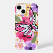 Coque Pour iPhone 14 Papillon floral (Verso)