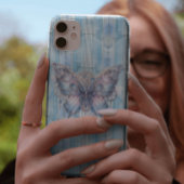 Coque Pour iPhone 14 Papillon Steampunk Bleu Glace