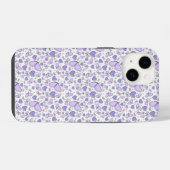 Coque Pour iPhone 14 Papillon Violet Mignon Esthétique (Verso Horizontal)