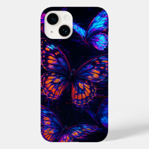Coque Pour iPhone 14 Papillons à néon rayés Hologramme coque iphone