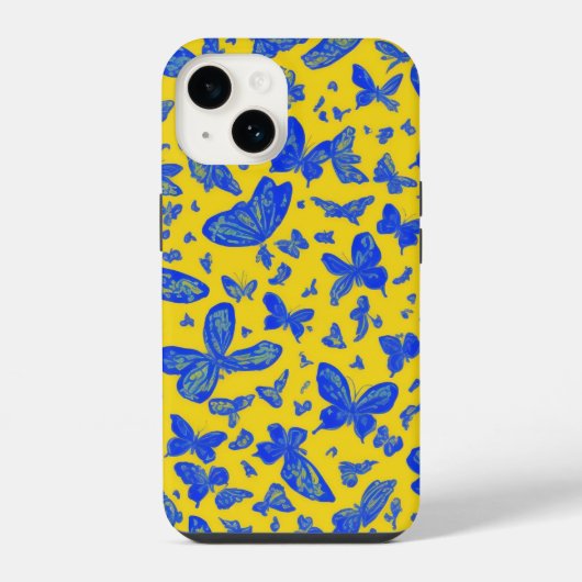 Coque Pour iPhone 14 Papillons délicats jaune floral (Verso)