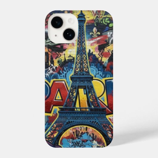 Coque Pour iPhone 14 Paris Eiffel Tower Graffiti Street Art (Verso)