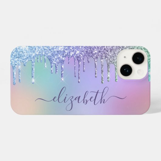 Coque Pour iPhone 14 Parties scintillant arc-en-ciel personnalisée (Verso Horizontal)