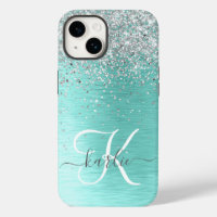 Parties scintillant argentée turquoise en métal br
