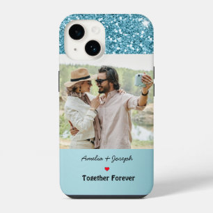 Coque Pour iPhone 14 Parties scintillant Bleue Moderne Personnalisé Amo