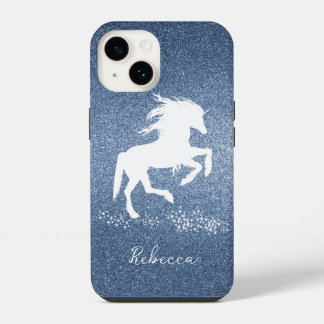 Coque Pour iPhone 14 Parties scintillant bleue Unicorn