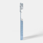 Coque Pour iPhone 14 Parties scintillant en argent brossé bleu Nom du m (Côté gauche)