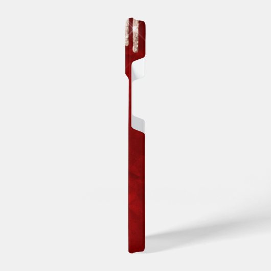 Coque Pour iPhone 14 Parties scintillant en argent Crimson sur Monogram (Côté gauche)