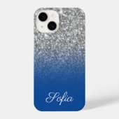 Coque Pour iPhone 14 Parties scintillant en argent Sparkly Faux et Ombr (Verso)
