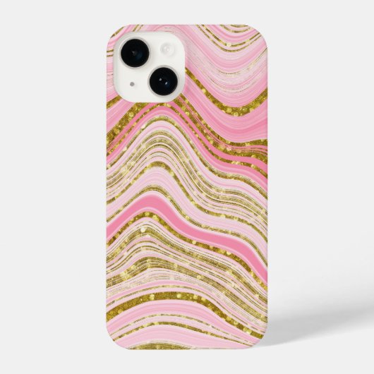Coque Pour iPhone 14 Parties scintillant en marbre rose (Verso)