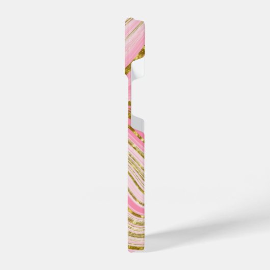 Coque Pour iPhone 14 Parties scintillant en marbre rose (Côté gauche)