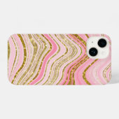 Coque Pour iPhone 14 Parties scintillant en marbre rose (Verso Horizontal)