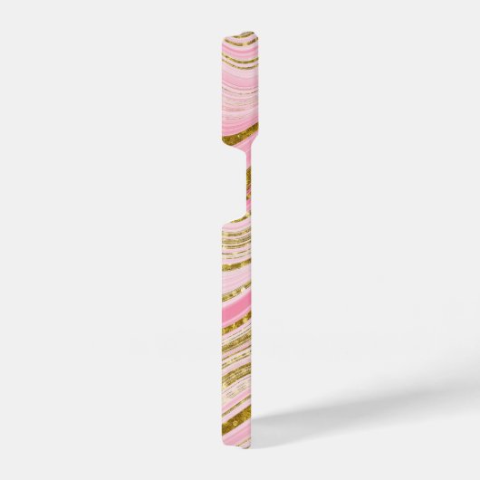 Coque Pour iPhone 14 Parties scintillant en marbre rose (Côté droit)