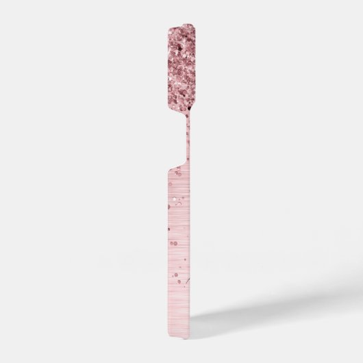 Coque Pour iPhone 14 Parties scintillant en métal brossé rose pâle Nom (Côté droit)