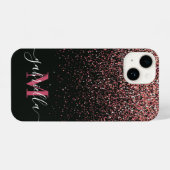 Coque Pour iPhone 14 Parties scintillant noire et rose (Verso Horizontal)