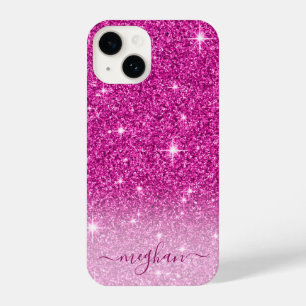 Coque Pour iPhone 14 Parties scintillant rose moderne fille Monogramme