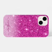 Coque Pour iPhone 14 Parties scintillant rose moderne fille Monogramme (Verso Horizontal)