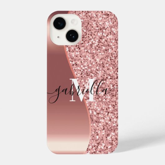Coque Pour iPhone 14 Parties scintillant rose or (Verso)