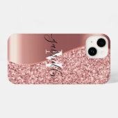 Coque Pour iPhone 14 Parties scintillant rose or (Verso Horizontal)