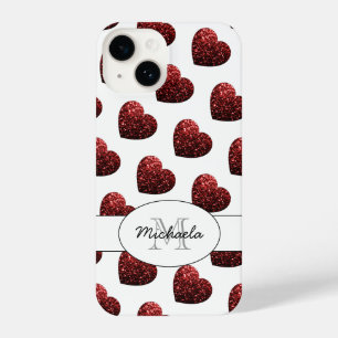 Coque Pour iPhone 14 Parties scintillant rouge étincelles Coeurs motif 