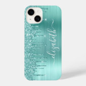 Coque Pour iPhone 14 Parties scintillant verte à la menthe personnalisé (Verso)