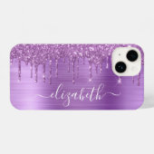 Coque Pour iPhone 14 Parties scintillant violette personnalisée (Verso Horizontal)