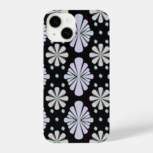 Coque Pour iPhone 14 Pastel floral shapes on a black background (Verso)