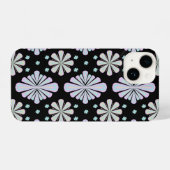 Coque Pour iPhone 14 Pastel floral shapes on a black background (Verso Horizontal)