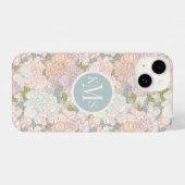 Coque Pour iPhone 14 Pastel Peony & Butterfly Flower Motif (Verso Horizontal)