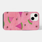 Coque Pour iPhone 14 Pastèque rose et coccinelles (Verso Horizontal)