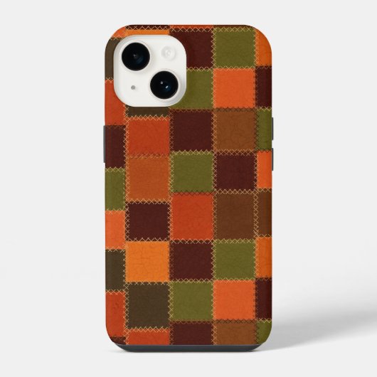 Coque Pour iPhone 14 Patchwork faux style carreaux (Verso)