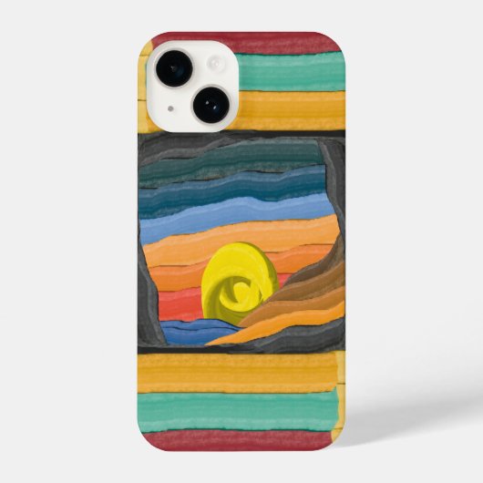 Coque Pour iPhone 14 Paysage Abstrait vibrant (Verso)
