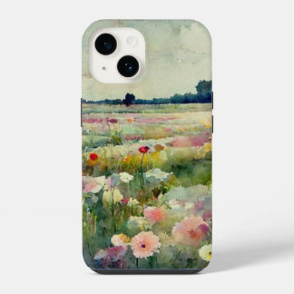 Coque Pour iPhone 14 Paysage aquarelle floral coloré