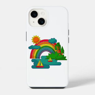 Coque Pour iPhone 14 Paysage de voyage en bateau sous les nuages de sol