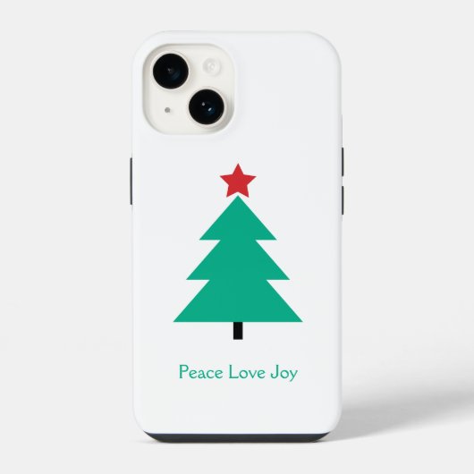 Coque Pour iPhone 14 Peace Love Joy Christmas Tree personnalisable (Verso)