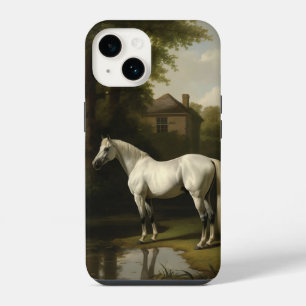 Coque Pour iPhone 14 Peinture de cheval blanc équestre vintage