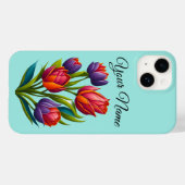 Coque Pour iPhone 14 Peinture Tulip - coque iphone Turquoise Personnali (Verso (horizontal))