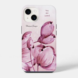 Coque Pour iPhone 14 Peonies de Merlot rose Bureaux Personnalisés