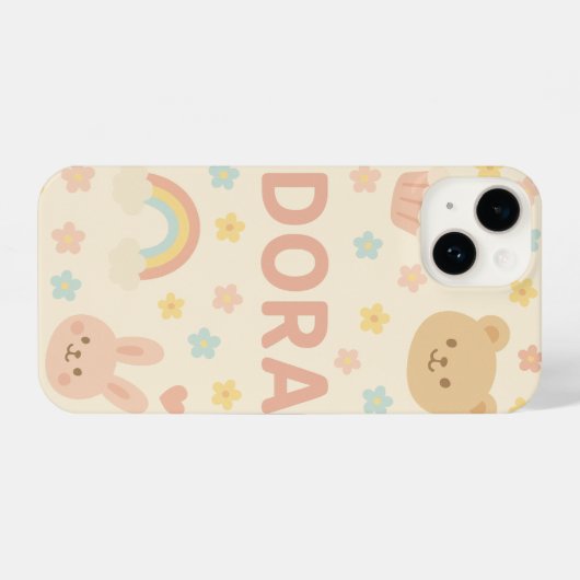 Coque Pour iPhone 14 personalize Soft Pastel Cute Phone Case with Name (Verso Horizontal)