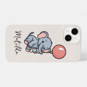 Coque Pour iPhone 14 Personalized Adorable Elephant with Balloon Phone (Verso Horizontal)
