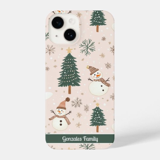 Coque Pour iPhone 14 Personalized Christmas snowman phone case (Verso)