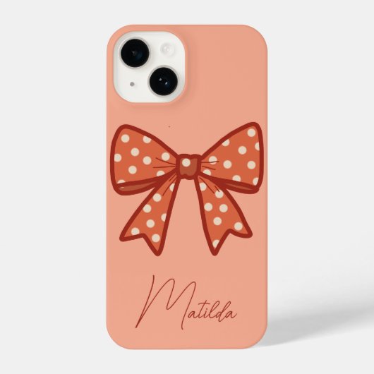 Coque Pour iPhone 14 Personalized Cute girly gingham bow ribbon (Verso)