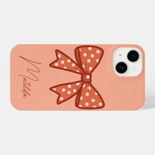 Coque Pour iPhone 14 Personalized Cute girly gingham bow ribbon (Verso Horizontal)