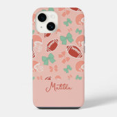Coque Pour iPhone 14 Personalized Girly Football Bow Pattern Phone Case (Verso)