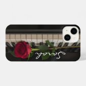 Coque Pour iPhone 14 Personalized Piano with a red rose - romantic (Verso Horizontal)