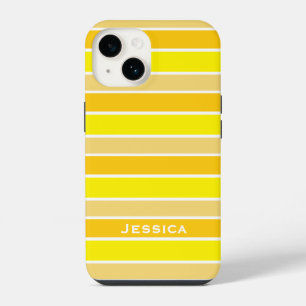 Coque Pour iPhone 14 Personnalisé rayé horizontalement jaune et orange