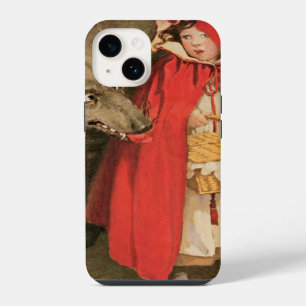 Coque Pour iPhone 14 Petit chapeau rouge vintage et grand loup méchant