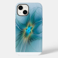 Petite Beauté Moderne Fleur d'Art Fractal Bleu Or