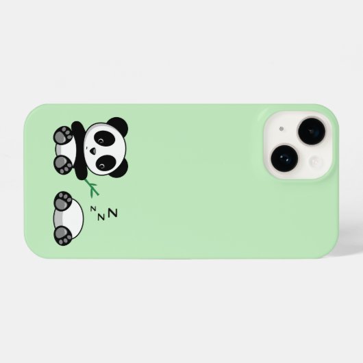 Coque Pour iPhone 14 Petites pandas mignonnes sur vert (Verso Horizontal)